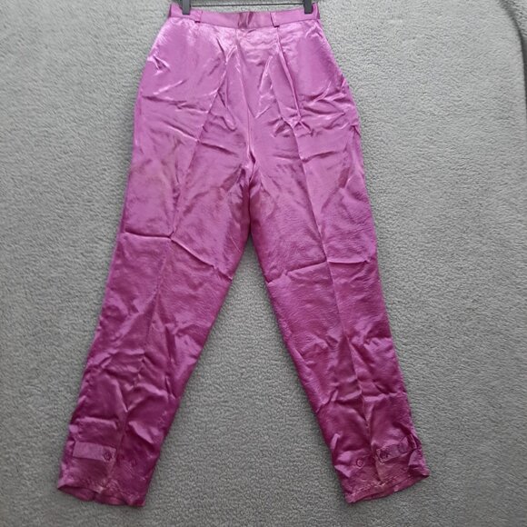 Vintage 80's Avon Fashions Womens Shiny Pink High-Waist Pants Size 11/12 tapered - Picture 8 of 11